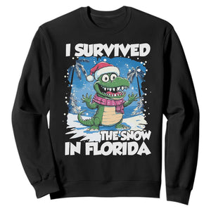 I Survived The Snow In Florida Sweatshirt Funny Crocodile TS02 Black Print Your Wear