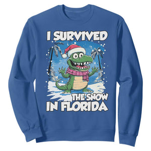 I Survived The Snow In Florida Sweatshirt Funny Crocodile TS02 Royal Blue Print Your Wear