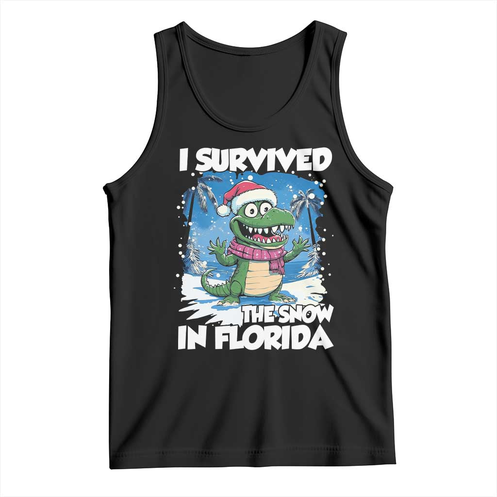 I Survived The Snow In Florida Tank Top Funny Crocodile TS02 Black Print Your Wear