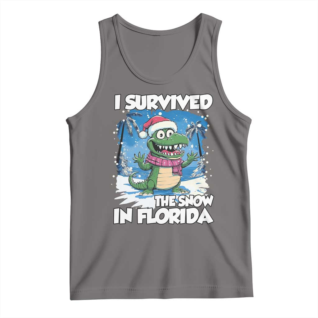 I Survived The Snow In Florida Tank Top Funny Crocodile TS02 Deep Heather Print Your Wear