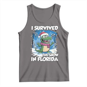 I Survived The Snow In Florida Tank Top Funny Crocodile TS02 Deep Heather Print Your Wear