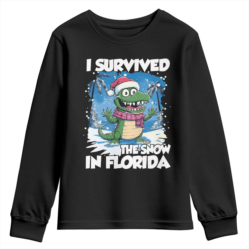 I Survived The Snow In Florida Youth Sweatshirt Funny Crocodile TS02 Black Print Your Wear