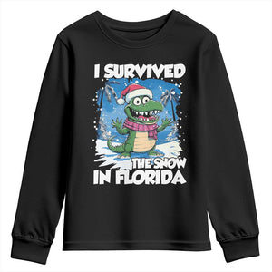 I Survived The Snow In Florida Youth Sweatshirt Funny Crocodile TS02 Black Print Your Wear