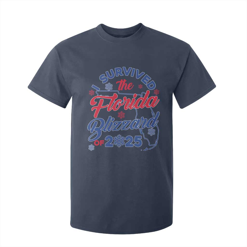 I Survived The Florida Blizzard Of 2025 T Shirt For Kid TS02 Navy Print Your Wear