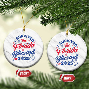 I Survived The Florida Blizzard Of 2025 Ceramic Ornament TS02 1pc White Marble Print Your Wear