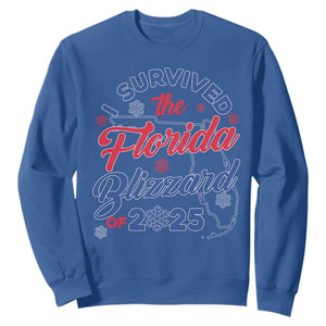 I Survived The Florida Blizzard Of 2025 Sweatshirt TS02 Royal Blue Print Your Wear