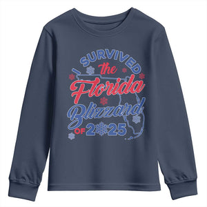 I Survived The Florida Blizzard Of 2025 Youth Sweatshirt TS02 Navy Print Your Wear