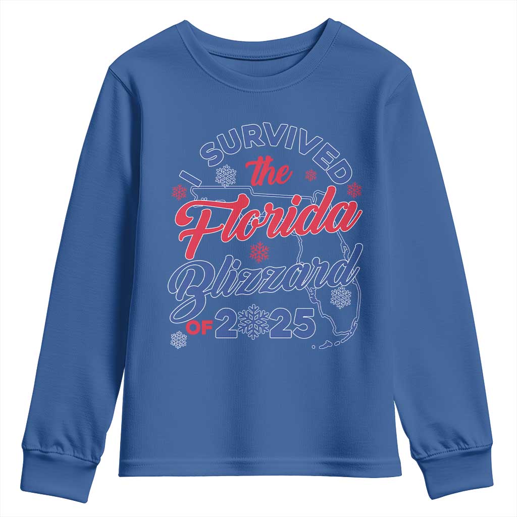 I Survived The Florida Blizzard Of 2025 Youth Sweatshirt TS02 Royal Blue Print Your Wear