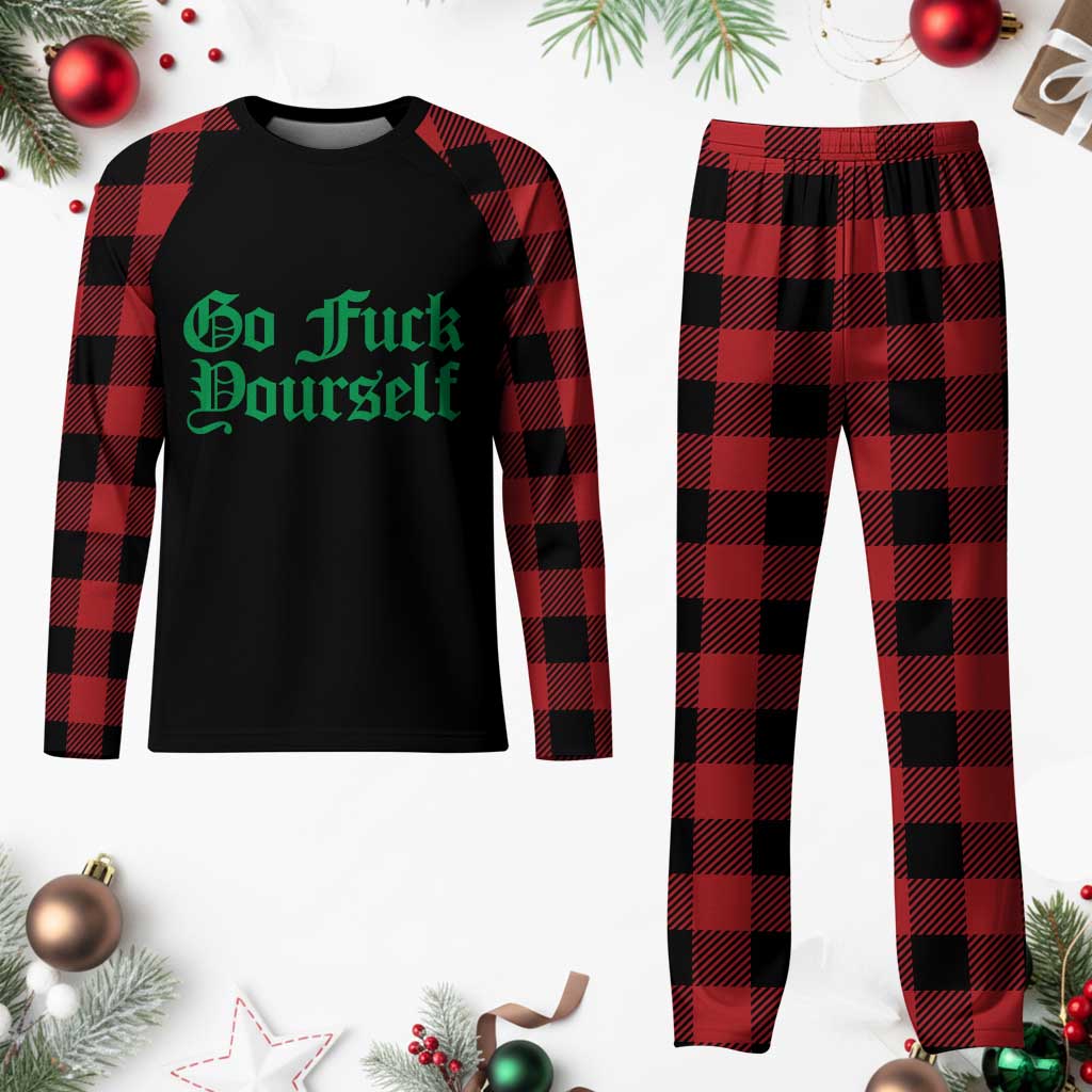 Fanone Officer Go F Yourself Plaid Pajama Set Edgy Rebellious Attitude TS02 Buffalo Plaid Print Your Wear