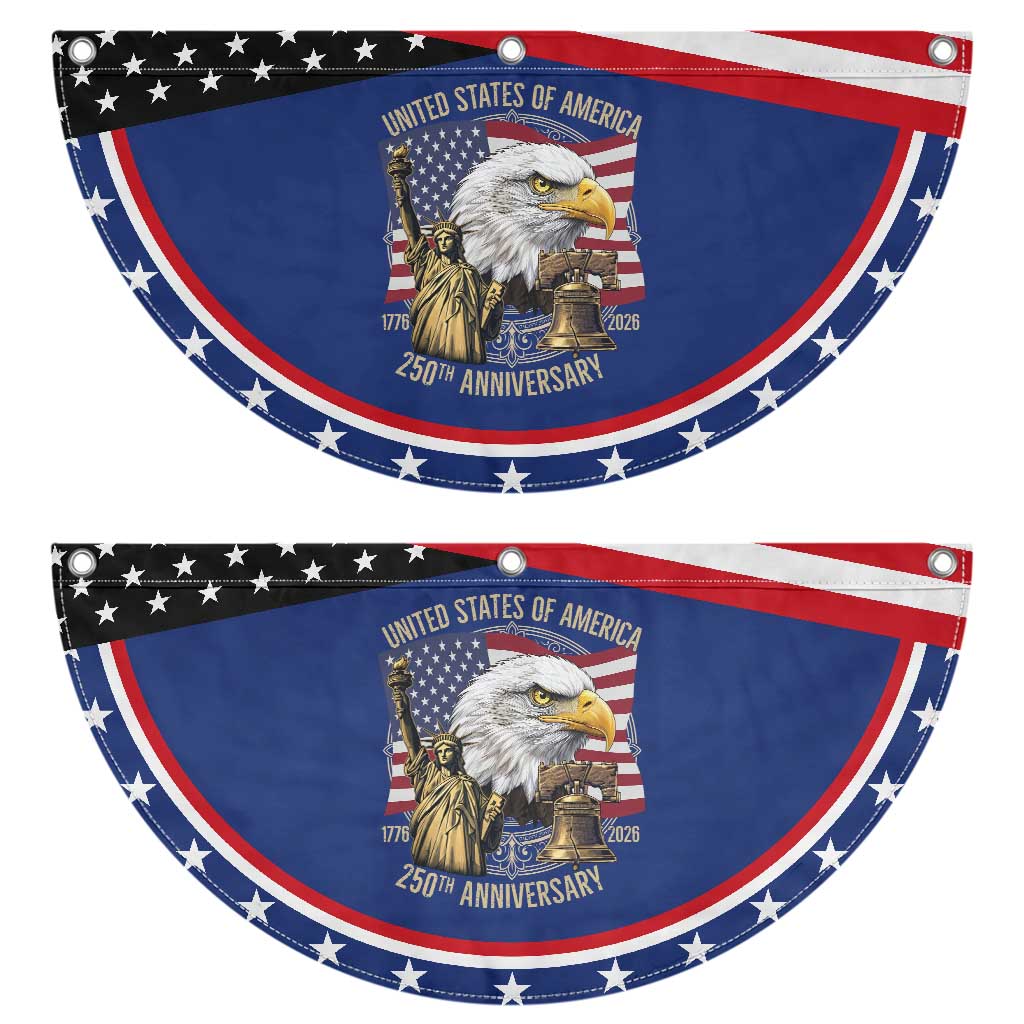 USA 250th Anniversary 1776 2026 4th of July Patriotic Fan Flag Eagle Liberty Bell Statue of Liberty Graphic TS02 2pcs pack Classic Navy Print Your Wear