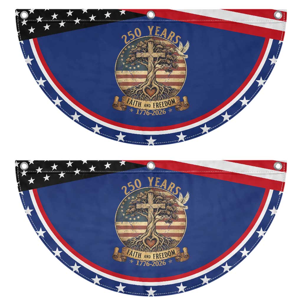 250 Years Faith and Freedom 1776 2026 Patriotic Fan Flag Cross Tree Dove Religious Christian TS02 2pcs pack Classic Navy Print Your Wear