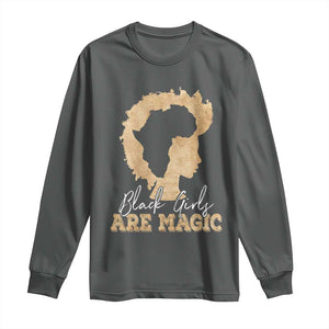 Black Girls Are Magic Long Sleeve Shirt Afro Melanin Pride TS02 Dark Heather Print Your Wear