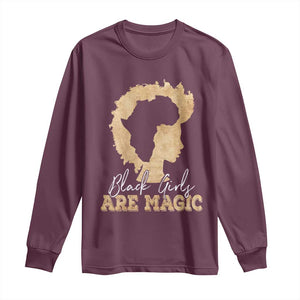 Black Girls Are Magic Long Sleeve Shirt Afro Melanin Pride TS02 Maroon Print Your Wear