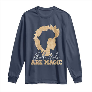 Black Girls Are Magic Long Sleeve Shirt Afro Melanin Pride TS02 Navy Print Your Wear