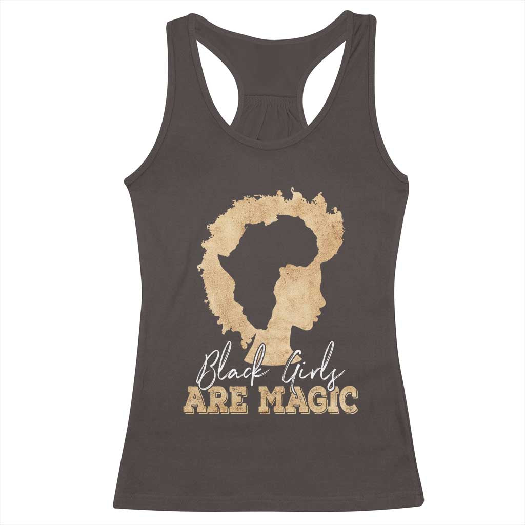 Black Girls Are Magic Racerback Tank Top Afro Melanin Pride TS02 Dark Chocolate Print Your Wear