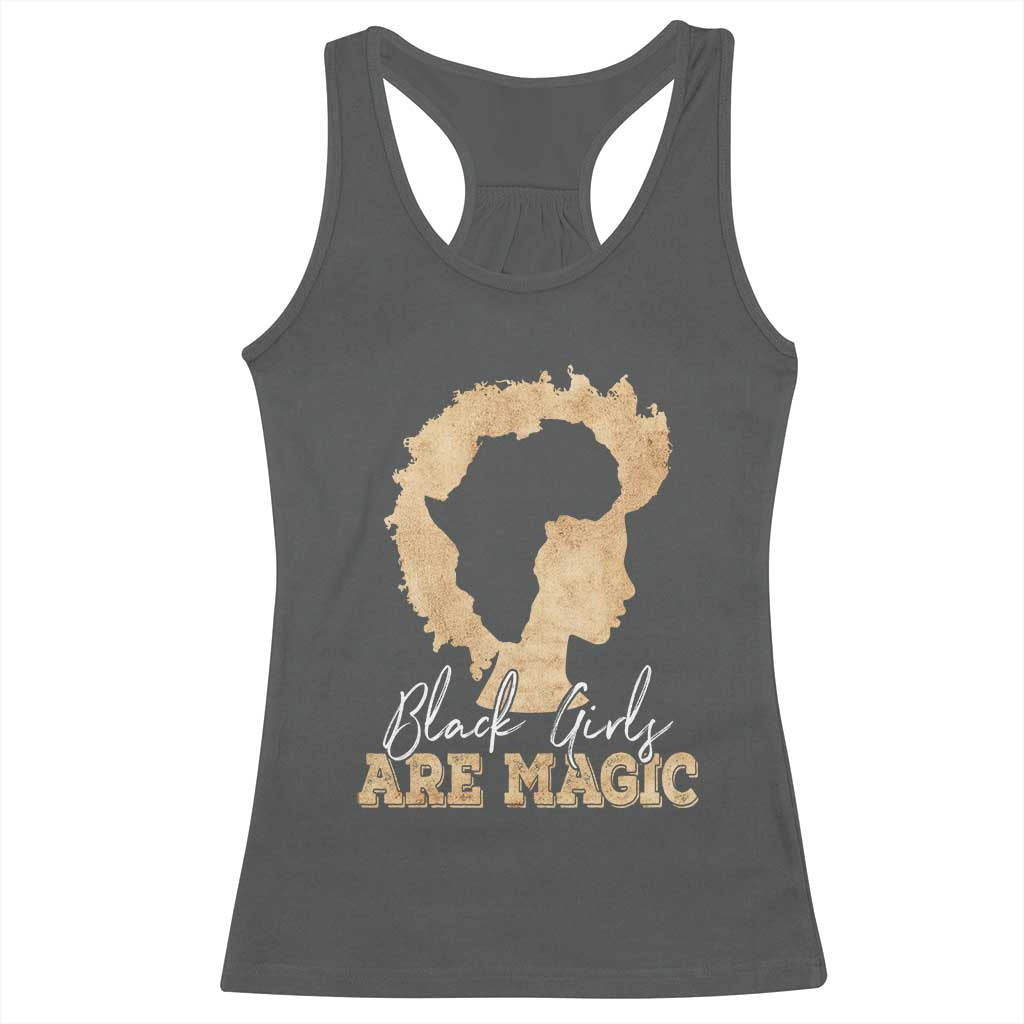 Black Girls Are Magic Racerback Tank Top Afro Melanin Pride TS02 Dark Heather Print Your Wear