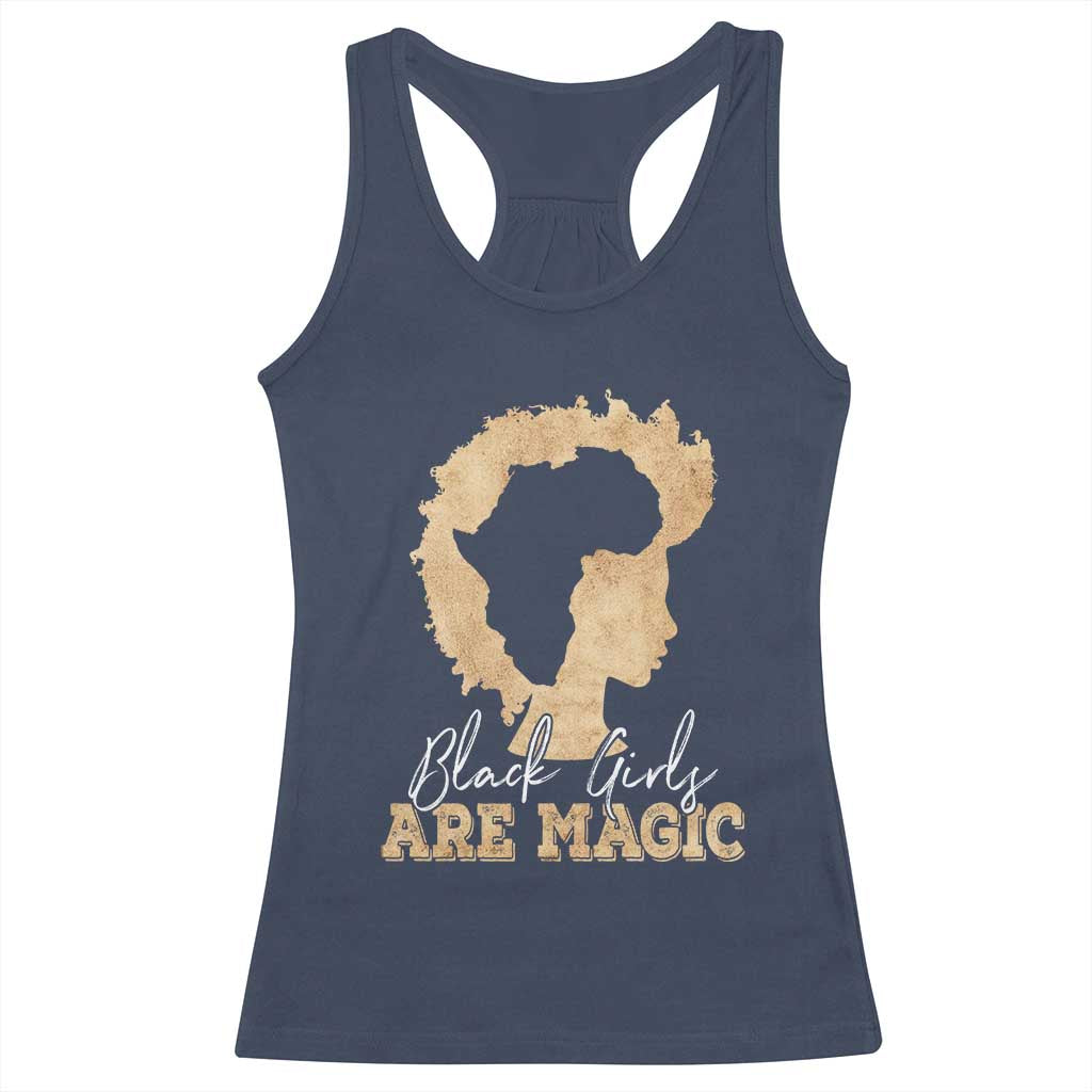 Black Girls Are Magic Racerback Tank Top Afro Melanin Pride TS02 Navy Print Your Wear