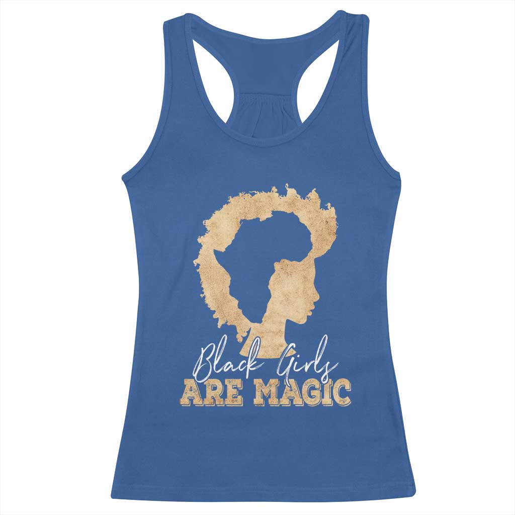 Black Girls Are Magic Racerback Tank Top Afro Melanin Pride TS02 Royal Blue Print Your Wear