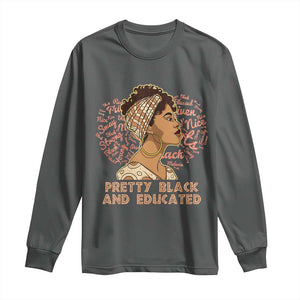 Afro Melanin Woman Long Sleeve Shirt Pretty Black And Educated African American Pride TS02 Dark Heather Print Your Wear