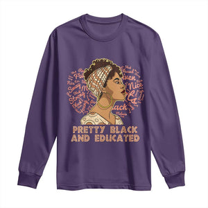 Afro Melanin Woman Long Sleeve Shirt Pretty Black And Educated African American Pride TS02 Purple Print Your Wear