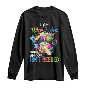 Black Queen Long Sleeve Shirt I Am Who I Am Your Approval Isn't Needed Colorful Butterflies TS02 Black Print Your Wear