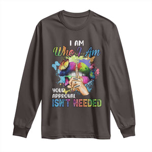 Black Queen Long Sleeve Shirt I Am Who I Am Your Approval Isn't Needed Colorful Butterflies TS02 Dark Chocolate Print Your Wear