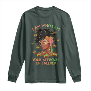 Afro Black Queen Long Sleeve Shirt I Am Who I Am Your Approval Isn't Needed TS02 Dark Forest Green Print Your Wear