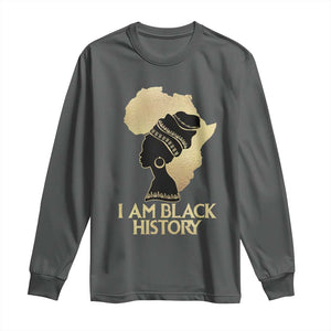 I Am Black History Long Sleeve Shirt Black Girls African American TS02 Dark Heather Print Your Wear