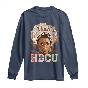 Black Educated HBCU Long Sleeve Shirt Headstrong Blessed Confident Undaunted TS02 Navy Print Your Wear