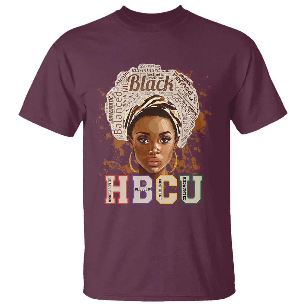 HBCU T Shirt Headstrong Blessed Confident Undaunted Black Educated Graduation TS02 Maroon Printyourwear