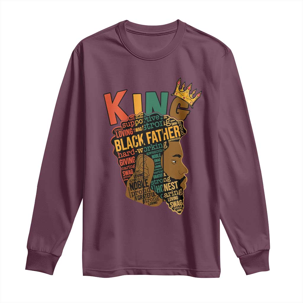 Black King Long Sleeve Shirt Black Father African American Men TS02 Maroon Print Your Wear