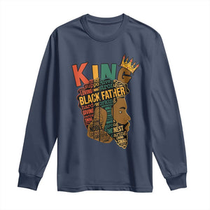 Black King Long Sleeve Shirt Black Father African American Men TS02 Navy Print Your Wear