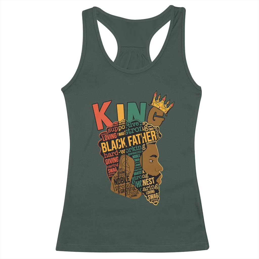 Black King Racerback Tank Top Black Father African American Men TS02 Dark Forest Green Print Your Wear