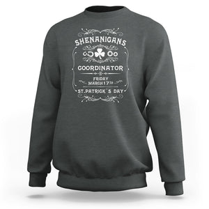 Funny St. Patricks Day Sweatshirt Shenanigans Coordinator TS02 Dark Heather Printyourwear