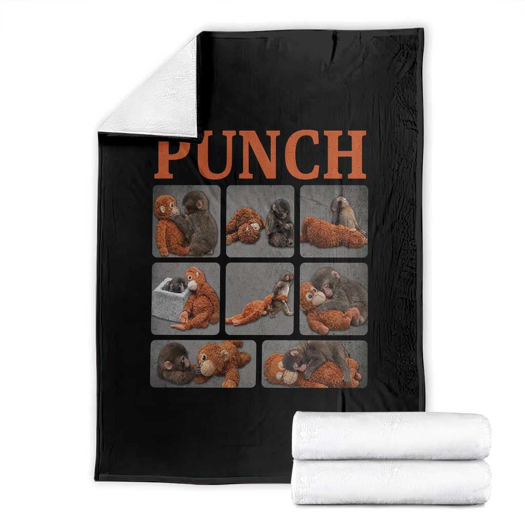 Cute Baby Monkey Punch with Plush Toy Graphic Throw Blanket TS02 Black Print Your Wear