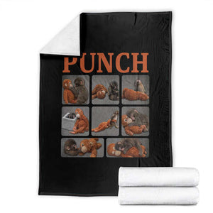 Cute Baby Monkey Punch with Plush Toy Graphic Throw Blanket TS02 Black Print Your Wear