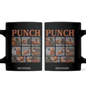 Cute Baby Monkey Punch with Plush Toy Graphic Coffee Mug TS02 Black Print Your Wear