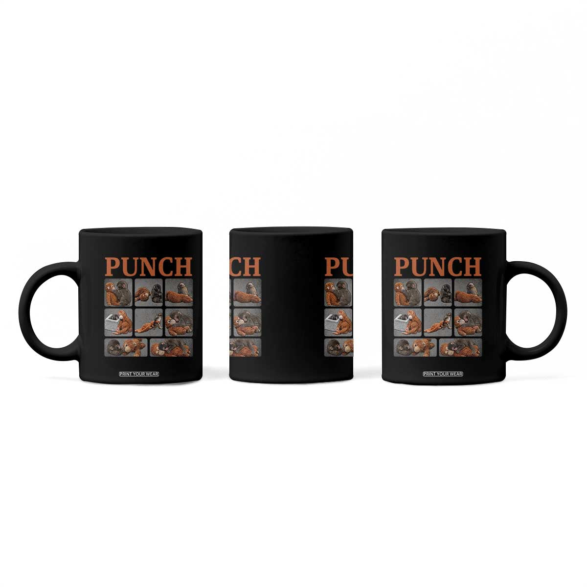 Cute Baby Monkey Punch with Plush Toy Graphic Coffee Mug TS02 Print Your Wear
