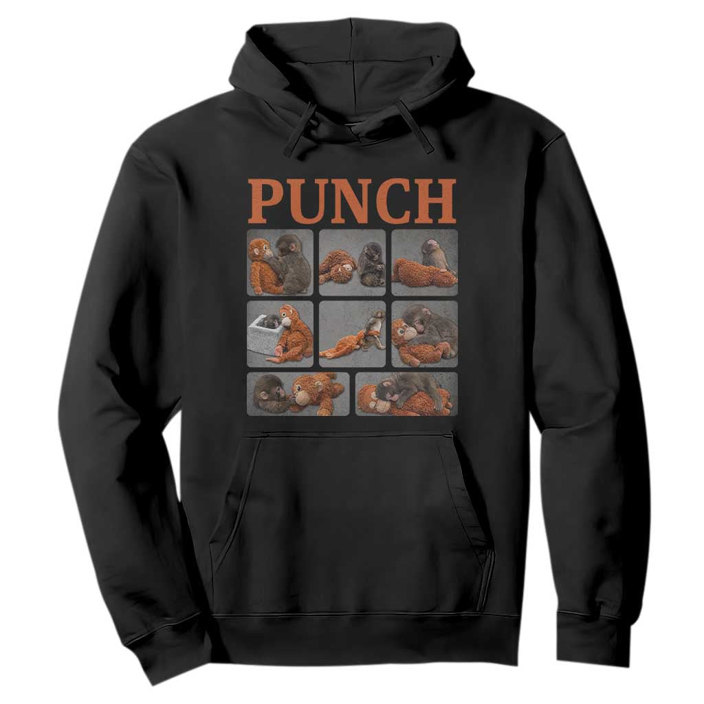 Cute Baby Monkey Punch with Plush Toy Graphic Hoodie TS02 Black Print Your Wear