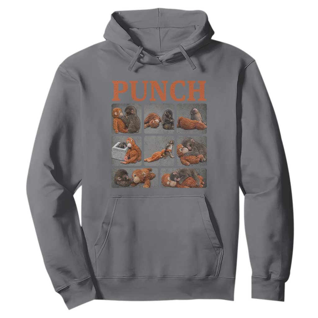 Cute Baby Monkey Punch with Plush Toy Graphic Hoodie TS02 Charcoal Print Your Wear