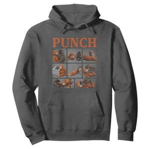 Cute Baby Monkey Punch with Plush Toy Graphic Hoodie TS02 Dark Heather Print Your Wear
