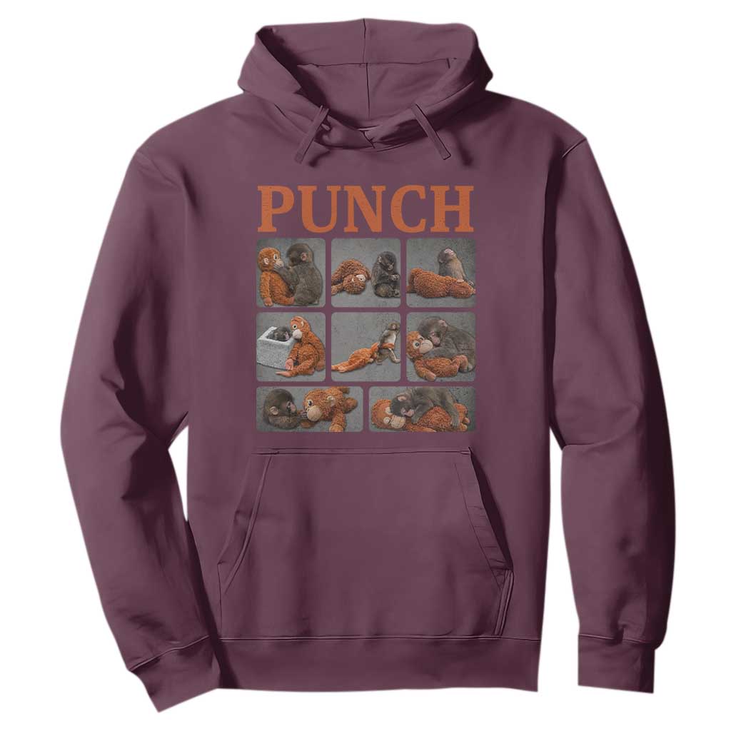 Cute Baby Monkey Punch with Plush Toy Graphic Hoodie TS02 Maroon Print Your Wear