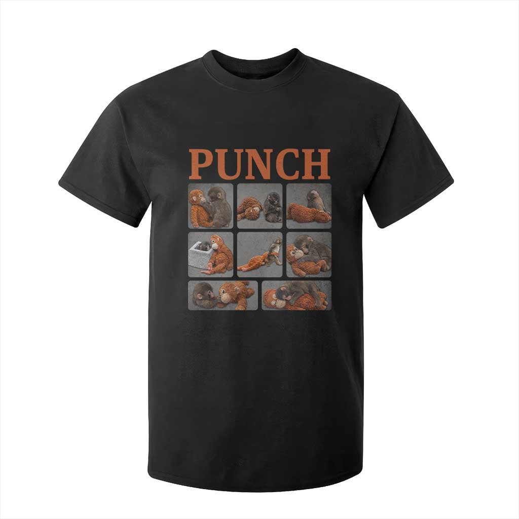 Cute Baby Monkey Punch with Plush Toy Graphic T Shirt For Kid TS02 Black Print Your Wear