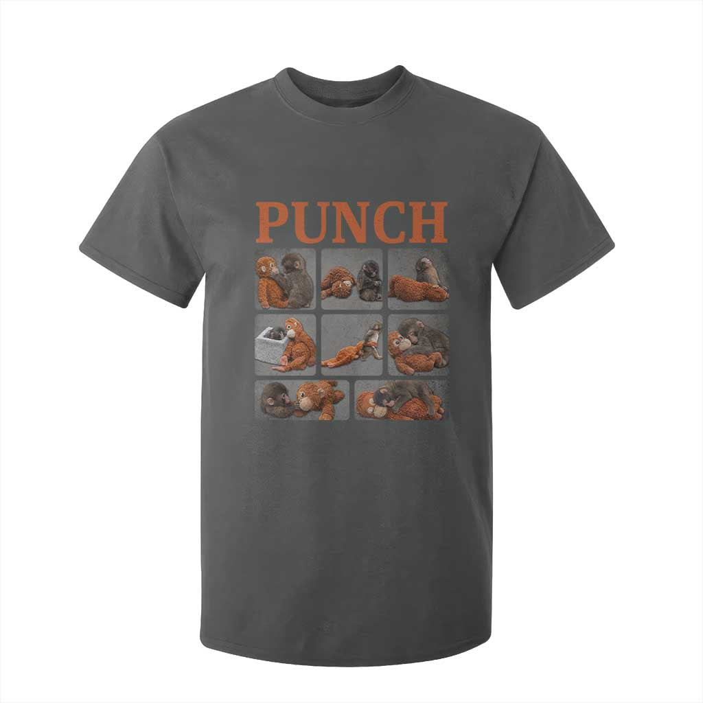 Cute Baby Monkey Punch with Plush Toy Graphic T Shirt For Kid TS02 Dark Heather Print Your Wear