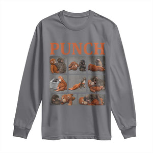 Cute Baby Monkey Punch with Plush Toy Graphic Long Sleeve Shirt TS02 Charcoal Print Your Wear