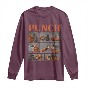 Cute Baby Monkey Punch with Plush Toy Graphic Long Sleeve Shirt TS02 Maroon Print Your Wear