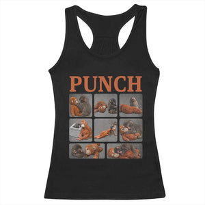 Cute Baby Monkey Punch with Plush Toy Graphic Racerback Tank Top TS02 Black Print Your Wear