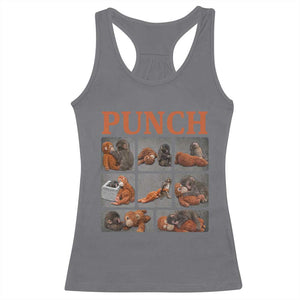 Cute Baby Monkey Punch with Plush Toy Graphic Racerback Tank Top TS02 Charcoal Print Your Wear