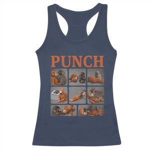 Cute Baby Monkey Punch with Plush Toy Graphic Racerback Tank Top TS02 Navy Print Your Wear