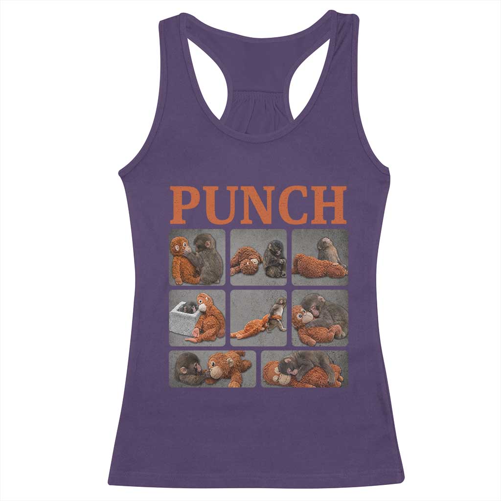 Cute Baby Monkey Punch with Plush Toy Graphic Racerback Tank Top TS02 Purple Print Your Wear
